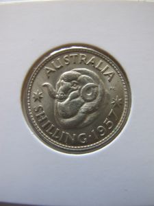 Австралия 1 шиллинг 1957 серебро
