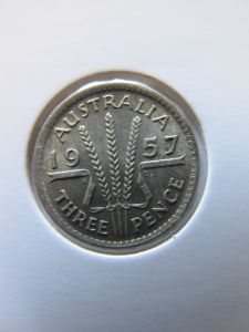 Австралия 3 пенса 1957 серебро