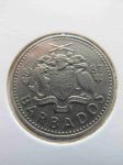 Монета Барбадос 25 центов 1987