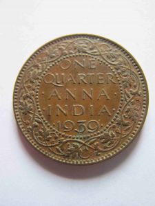 Монета Британская Индия 1/4 АННЫ 1939