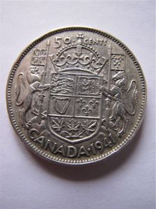 Канада 50 центов 1941 серебро