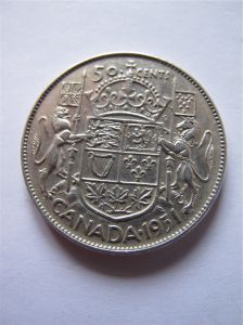 Канада 50 центов 1951 серебро
