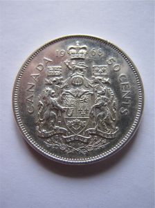Канада 50 центов 1966 серебро