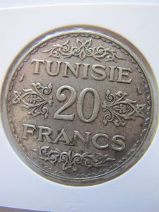Французский Тунис 20 франков 1934 серебро