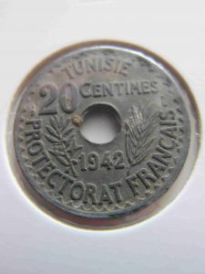 Французский Тунис 20 сантимов 1942