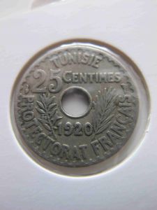 Французский Тунис 25 сантимов 1920