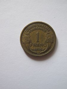 Монета Франция 1 франк 1936