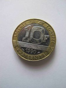 Франция 10 франков 1990