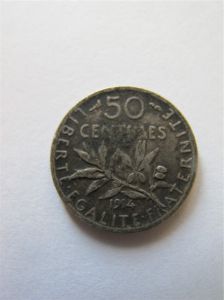 Франция 50 сантимов 1914 Серебро