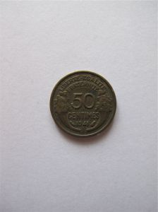 Монета Франция 50 сантимов 1941 года