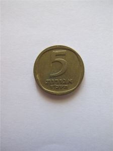 Монета Израиль 5 агорот 1974