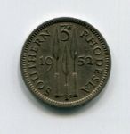 Монета Южная Родезия 3 пенса 1952