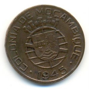 Монета Португальский Мозамбик 1 эскудо 1945