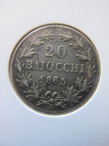 Ватикан 20 байочи 1865 серебро