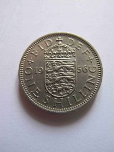 Великобритания 1 шиллинг 1956 Английский герб  ЕЛИЗАВЕТА II