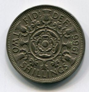 Монета Великобритания 2 шиллинга 1966 ЕЛИЗАВЕТА II