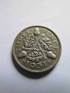 Великобритания 3 пенса 1931 серебро, ГЕОРГ V