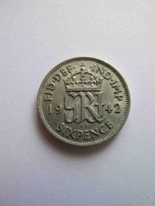 Великобритания 6 пенсов 1942 ГЕОРГ VI
