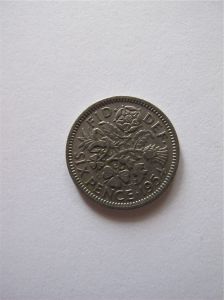 Монета Великобритания 6 пенсов 1954 ЕЛИЗАВЕТА II