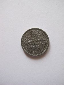 Монета Великобритания 6 пенсов 1956 ЕЛИЗАВЕТА II