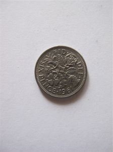 Монета Великобритания 6 пенсов 1961 ЕЛИЗАВЕТА II