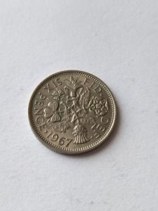 Монета Великобритания 6 пенсов 1967 ЕЛИЗАВЕТА II